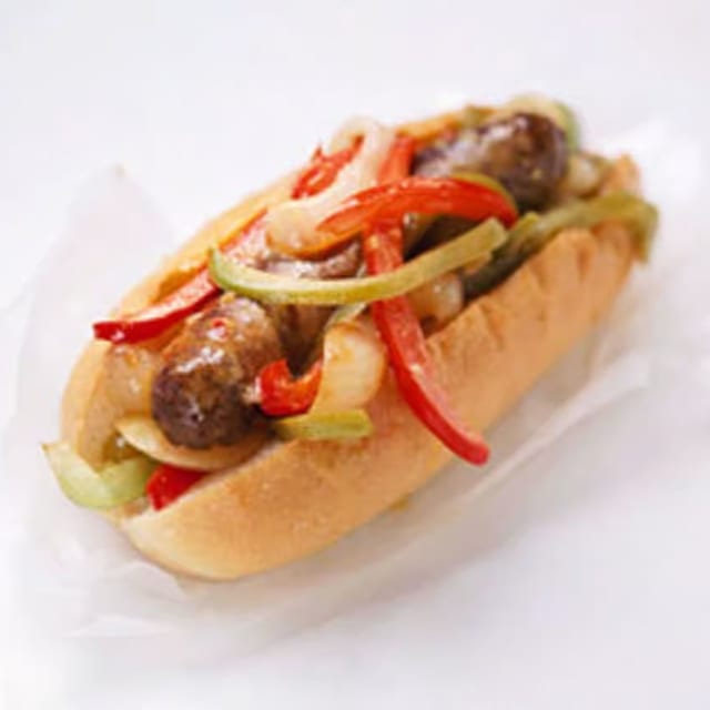 Sausage and Peppers Sandwich.