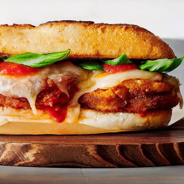 Eggplant Parmigiana Sandwich.
