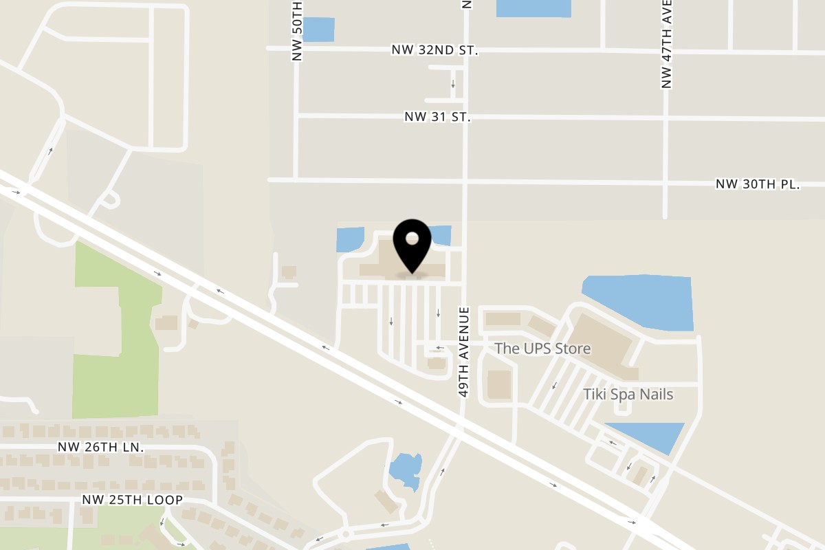 Map showing the location of Triple Crown New York Style Pizzeria AKA San's (New York Style) Pizza and Restaurant on 4953 NW Blitchton Rd in Ocala